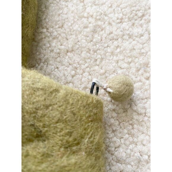 Nepal Woolen Felt Tote Handbag Green Grey Striped Lined Fall Winter Rising Tide - Picture 6 of 7